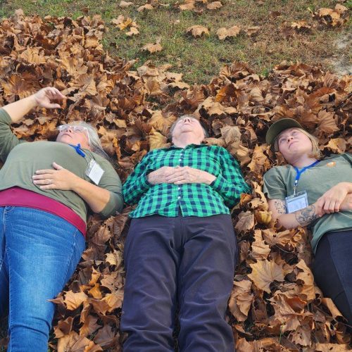 Lying lying in leaves
