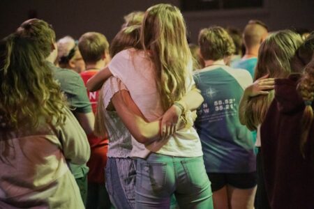 girls hugging